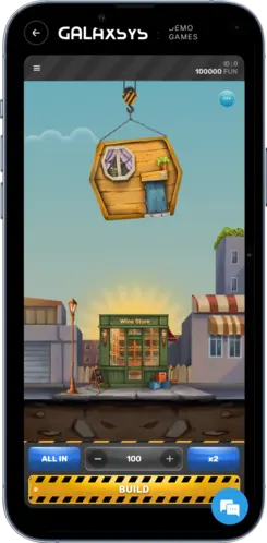Pantalla de Tower Rush mostrando los controles inferiores para ajustar la cantidad de la apuesta inicial.
