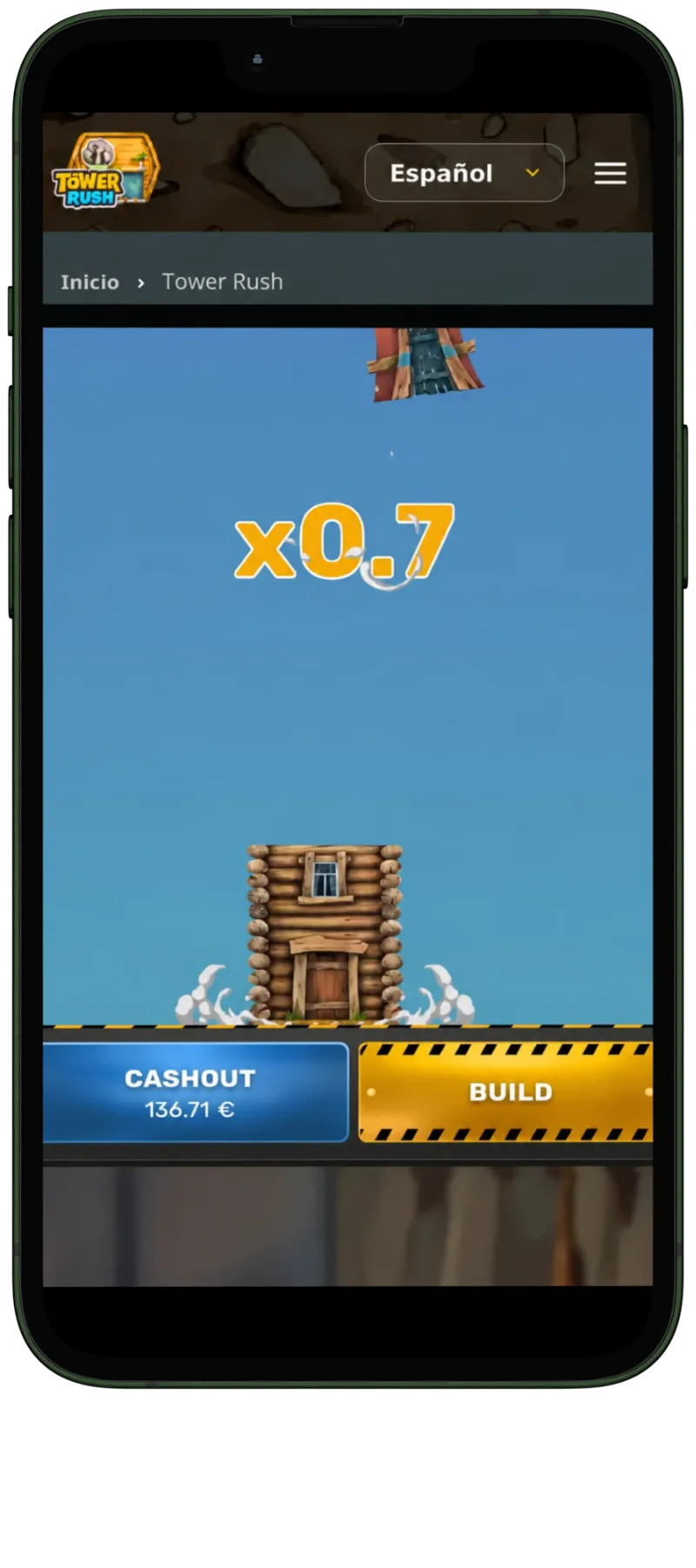 Jugador apilando bloques en Tower Rush